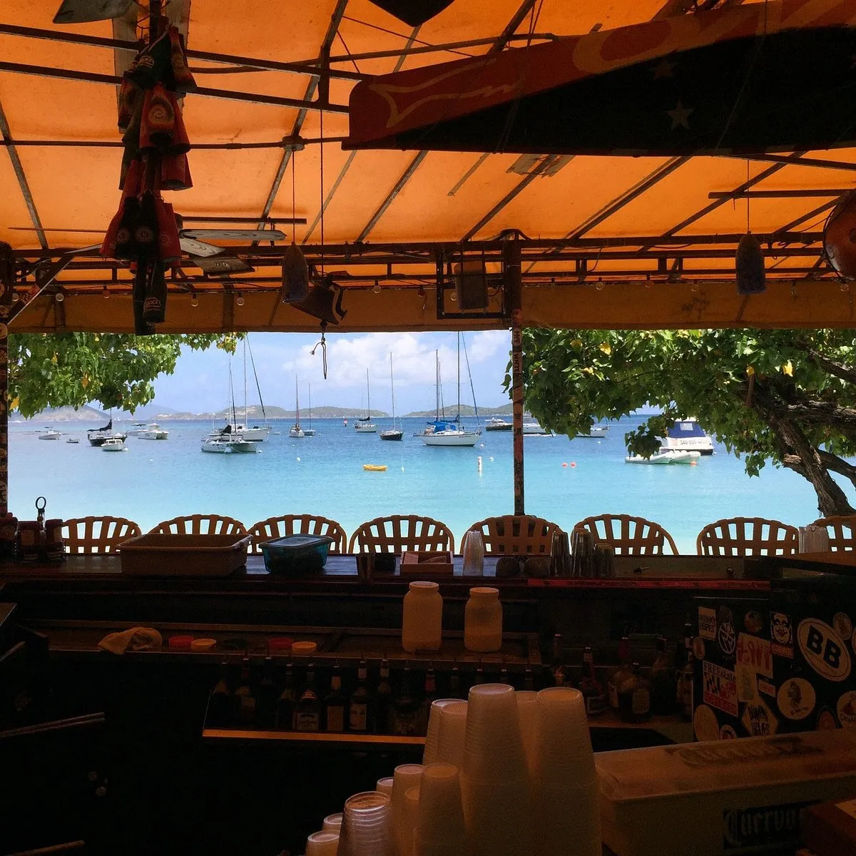 Beach Bar, Cruz Bay — live webcam view over Cruz Bay, St John, U.S. Virgin Islands