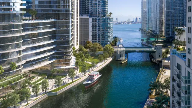 Miami River at the Brickell Avenue Bridge, Mouth of the Miami River, Miami