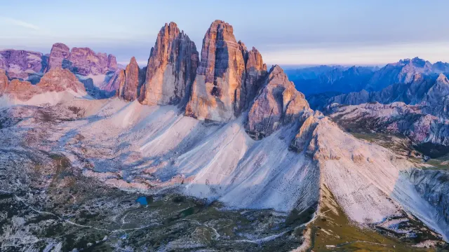 Tre Cime di Lavaredo from Rifugio Locatelli, Rifugio Locatelli, Tre Cime di Lavaredo